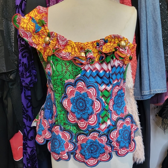 Tops - Vibrant Afropunk Styled Cotton One Shoulder Top